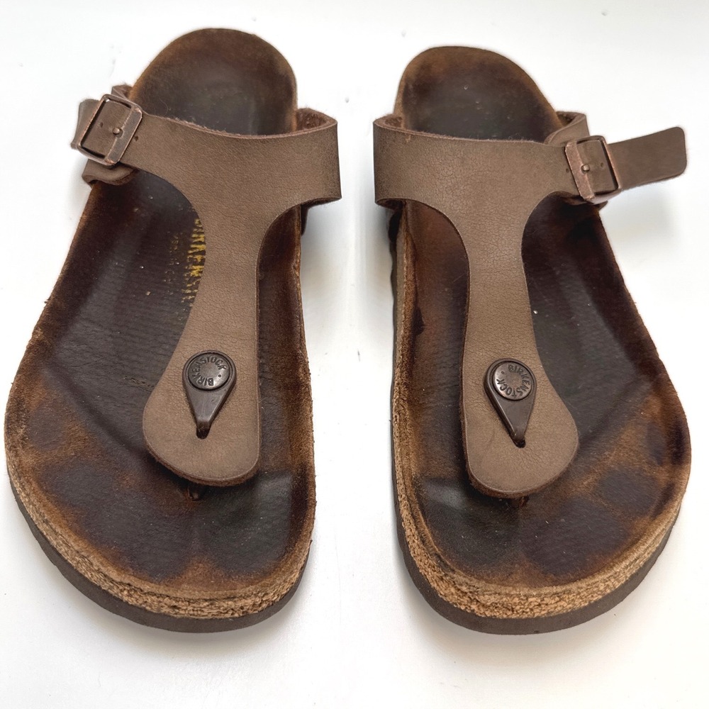 Birkenstock Gizeh Sandals Womens Size‎ 37 Brown Birko-Flor Thong Buckle 043751